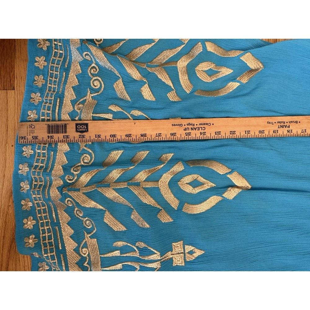 Soft Surroundings Zaneta turquoise blue gold embroidered dress SIZE PL - Picture 11 of 11